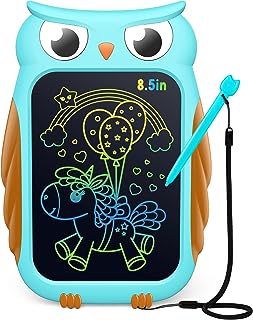 TECJOE Owl LCD Drawing Tablet, 8.5 Inch Colorful Toddler Doodle Board Drawing Tablet, Erasable and Reusable Electronic Dra...